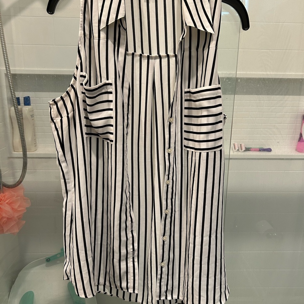 Express Black and White Striped Tank Top